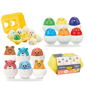 Set mainan telur anak ayam, set 6 buah mainan anak ayam sepasang telur dengan suara warna-warni, hadiah mainan montessori