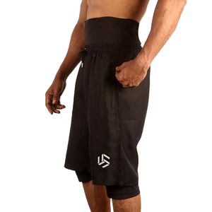 Shorts Awrah pour hommes grandes tailles, taille mi-haute, respirants, écologiques, imprimés numériquement, anti-plis, séchage rapide, en polyester/nylon tricoté - Product Image 1