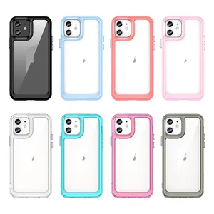 Shockproof Hybrid Tough Acrylic Hard PC Back Soft TPU Frame Case Cover With Inner 4 Corner For Apple iPhone 13