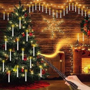 <b>Floating</b> <b>Candles</b> Wand Remote Magic Hanging <b>Candles</b> Flickering Yellow Warm White Light Flameless LED Taper Battery 12 Packs - Product Image 3