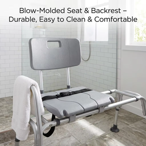 Silla de Ducha Deslizante de Aluminio <span class=keywords><strong>RUFU</strong></span> RF3401A con Reposabrazos Giratorios, Altura Ajustable, Acabado Mate, Capacidad de 150 kg, Diseño Moderno - Product Image 4