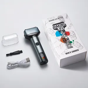 Erkekler için USB şarj edilebilir elektrikli tıraş makinesi pistonlu akülü jilet berber kel düzeltici yüz için