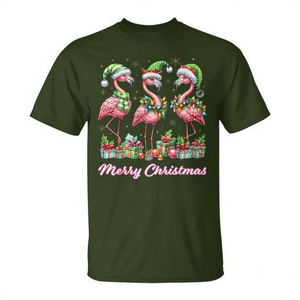 Camiseta tropical con diseño navideño de flamencos, unisex para adultos - Product Image 2