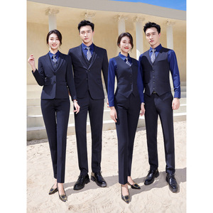 Royal Blue Women's Suit Set Full Sleeve Worsted Anti-Wrinkle Business Commute Interview Uniform - Product Image 2