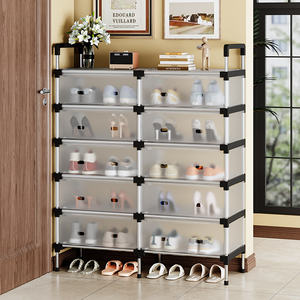 עיצוב חדש 2 שורה של 6 שכבה-dustproof נעל מתלה קיבולת גדולה 20-28 זוגות נעליים נעליים מתלה מתל נעל מתכת, חדר שינה - Product Image 1