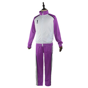 Shiratorizawa Academy Tracksuit Set Purple White Unisex Breathable Cotton Daily Wear - Product Image 3