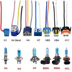 Car H1 H4 H7 H11 HB3 HB4 Headlight Ceramic Bulb Holder Extension Automotive Wire Halogen Adapter Socket Lamp Connector