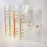Protège-cahier A5/A6/A7 en PVC transparent, rechargeable, avec reliure à 6 anneaux, couleur or rose, pour bureau et fournitures scolaires