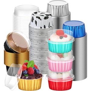 Cupcake Baking Cups <b>Containers</b> Disposable Baking Pans <b>Aluminum</b> Foil Baking Ware for Cake Cup with Lids - Product Image 1
