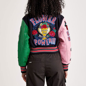 Nueva Chaqueta Varsity de Lona para Mujer, Elegante, Manga Larga, Largo Regular, Uso Casual, Color Personalizado, Cálida, Transpirable, Estampada - Product Image 2