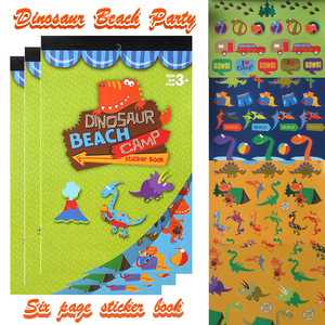 Libro di Adesivi a Tema Dinosauri e Campeggio in Spiaggia, Adesivi Assortiti per Bambini, Ideali per Insegnanti, Premi in Classe e Progetti Fai-da-Te - Product Image 1