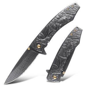 Navaja <span class=keywords><strong>de</strong></span> Bolsillo Personalizada con Diseño <span class=keywords><strong>de</strong></span> Lobo, <span class=keywords><strong>Acero</strong></span> 7Cr17Mov, Grabada, para Caza y Camping, Herramienta <span class=keywords><strong>de</strong></span> Rescate Portátil <span class=keywords><strong>de</strong></span> Grado Industrial - Product Image 1