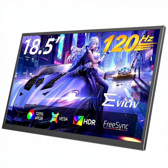 Portable 18.5" 120Hz 1ms Matte Gaming Monitor | 125% SRGB | FreeSync HDR | 350 Nits | USB-C/ | VESA Stand | 16 9 | Large