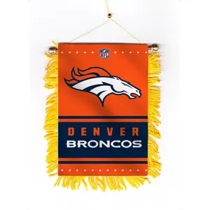 Denver Broncos bendera Mini mobil 4*6 inci Dekorasi kaca spion mobil kustom berumbai dengan cangkir isap