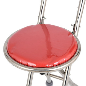 Cane Chair <b>Folding</b> Four Legged Red Seat Multi Functional <b>Stool</b> For Elderly Support - Product Image 1