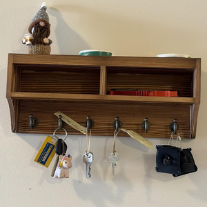 Portachiavi <span class=keywords><strong>da</strong></span> Parete in Legno Rustico con Organizzatore per <span class=keywords><strong>Posta</strong></span>, 6 Ganci, Mensola e Scatola Portaoggetti per Ingresso, Appartamento, <span class=keywords><strong>Casa</strong></span> e Ufficio - Product Image 6