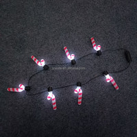 Collier LED en forme de canne à sucre de Noël, 7 lumières, pour fêtes, Halloween, Pâques, décorations lumineuses fantaisie, Nouvel An