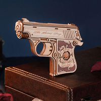 Robotime Rokr Artisanat en bois LQ502 Mini pistolet à élastiques Jouets en bois Modèles de pistolets en bois Kits de modèles 3D pour adultes