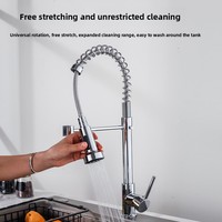 Nouvelle Robinet de Cuisine Coulissant en Alliage de Cuivre Électroplaqué, Pivotant à 360°, Double Mode, Mitigeur Monotrou, Valve Céramique, Style Américain