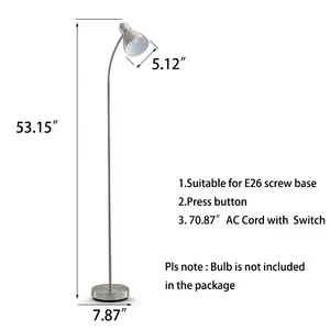 Hochwertiger Standard E26 Schraube Schwermetall fuß Basic Stehle uchte/Torch iere Licht mit Schwanenhals für Wohnzimmer/Schlafzimmer-Silber