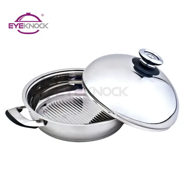 Hot sale induction frying pan with dome lid stainless steel frypan