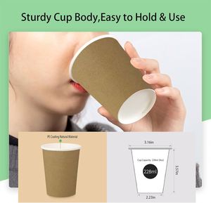 Custom Logo Craft Paper 6oz/8oz/12oz/16oz Double Wall Recyclable <b>Disposable</b> Coffee <b>Cups</b> with Lid - Product Image 2
