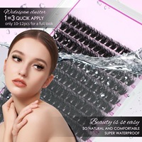 Extensions de cils DIY effet œil de chat 80D, bouquets de cils volume D Curl, faux cils en grappes de 10 à 18 mm de largeur avec adhésif et fixateur