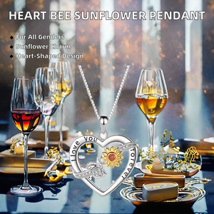 핫 트렌디 실버 도금 크리에이티브 하트 모양 허니 해바라기 펜던트 꿀벌 컬렉션 목걸이 지르콘 쥬얼리 남여 공용 해피 데이 - Product Image 3