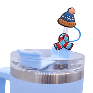 Accessoires de bar en gros : Embouts de paille en plastique double adhésif souple Kawaii, Série Hiver, Boucle décorative flocon de neige, Écologique - Product Image 3