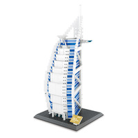 Modèle de construction en blocs de plastique ABS de l'hôtel Oberoi Yacht à Dubaï, Émirats arabes unis, série Monuments architecturaux mondiaux, jouets pour enfants