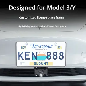 Marco de <span class=keywords><strong>Matrícula</strong></span> de Aleación de Aluminio Rego OLIVER para Tesla Model Y/3, Diseño Vertical, Bloqueable, Estándar Estadounidense, Antirrobo, 100 mm de Grosor - Product Image 4
