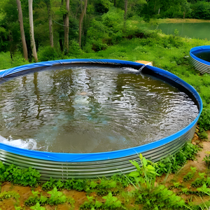 Réservoir en acier galvanisé portable sur mesure pour pisciculture, réservoir d'eau en acier modulaire cylindrique sur mesure - Product Image 2