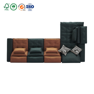 Divano da ufficio moderno a 5 posti in stile italiano giallo con chaise longue componibile a forma di L - Product Image 3