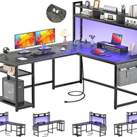 Escritorio de Computadora Ergonómico Moderno en Forma de L, de Madera y Metal, Ecológico y Multifuncional con Cajón para Oficina en Casa y Juegos