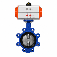 Vanne papillon pneumatique à double demi-arbre en fonte ductile de 12 pouces avec siège EPDM, disque en acier inoxydable 304, API609, pour liquides réfrigérés, OEM/ODM