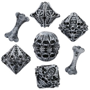Jeu de dés à thème Crâne, collection de dés pour jeux de rôle fantastiques, décoration miniature pour table de jeu - Product Image 4