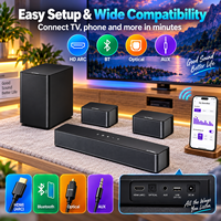 Système Home Cinéma 5.1 avec barre de son 320W, caisson de basses sans fil, enceintes arrière, contrôle par application, HD ARC et Bluetooth