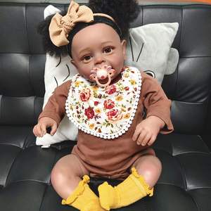 Poupée Reborn réaliste mignonne et tendance, jouet à faire soi-même, fille afro-américaine, poupée noire - Product Image 4