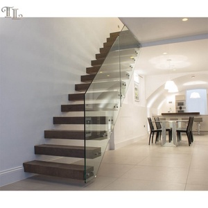 Escalera <span class=keywords><strong>de</strong></span> madera <span class=keywords><strong>de</strong></span> diseño interior, escalera <span class=keywords><strong>de</strong></span> vidrio <span class=keywords><strong>de</strong></span> madera, recta, moderna - Product Image 3