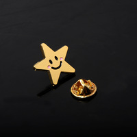 Or souriant pentagramme cinq étoiles épinglettes insigne en métal visage souriant positif broche émail broche