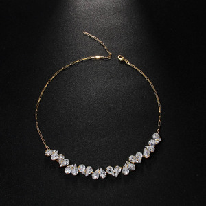 שרשרת רינסטון בצורת לב נשים מסיבות שרשרת קולר אופנתיים שרשרת עצמות אופנתיות - Product Image 3