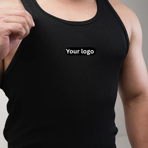 Débardeur de sport respirant en mélange de coton tissé à séchage rapide, écologique, pour homme, coupe musclée, sans manches, pour l'entraînement, 180g, personnalisable - Product Image 2
