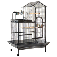 Cage à oiseaux extra large et robuste en fer forgé noir et argent, écologique, volière suspendue, capacité 25 lb, pour intérieur/extérieur