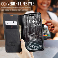 Étui Portefeuille à Rabat Caseme pour iPhone 17 Pro Max Air 16 15 Pro 14 Plus 13 12 11 XS Max XR X 7 8 Plus avec Support en Cuir PU