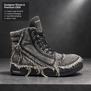 Zapatillas de diseñador de lujo para hombre y mujer, de alta calidad, estilo denim desgastado, de caña alta, nuevas. - Product Image 1