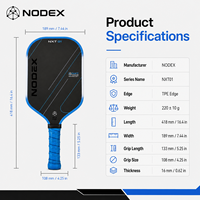 Raquette de pickleball NODEX Factory OEM de troisième génération avec noyau en mousse T700SC en fibre de carbone approuvée par l'USAPA