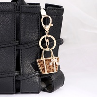 Fantaisie imprimé léopard Mini 3D métal sac à main porte-clés femmes sac à main porte-clés pour voiture sac à dos pendentif voiture pendentif porte-clés