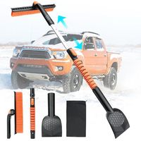 Grattoir à glace pour voiture à long manche, pelle à neige avec dents brise-glace, poignée EVA pour le dégivrage du pare-brise, outil d'urgence hivernal