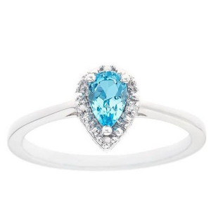 Anillo de compromiso de Topacio Azul de Plata de Ley 925 en forma de pera anillo David <span class=keywords><strong>Chatelaine</strong></span> Topacio azul - Product Image 6