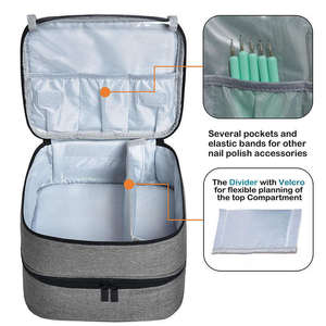 Sacchetti cosmetici in poliestere per strumenti per unghie e custodia per smalto per unghie borsa per trucco impermeabile a doppio strato per borsa per trucco portatile da donna - Product Image 4